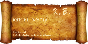 Kéki Béla névjegykártya
